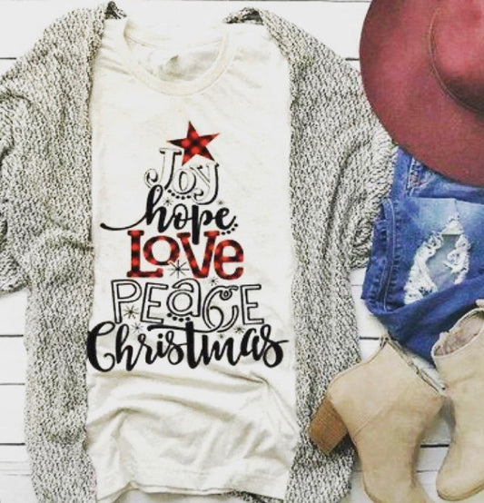 Joy Hope Love Peace Christmas Tree